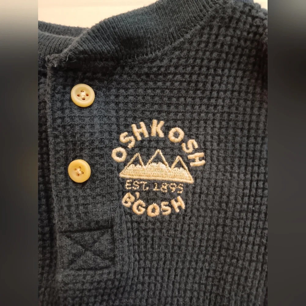 Vintage OshKosh B'gosh Navy Long Sleeve thermal Bodysuit Onesie Snaps Buttons